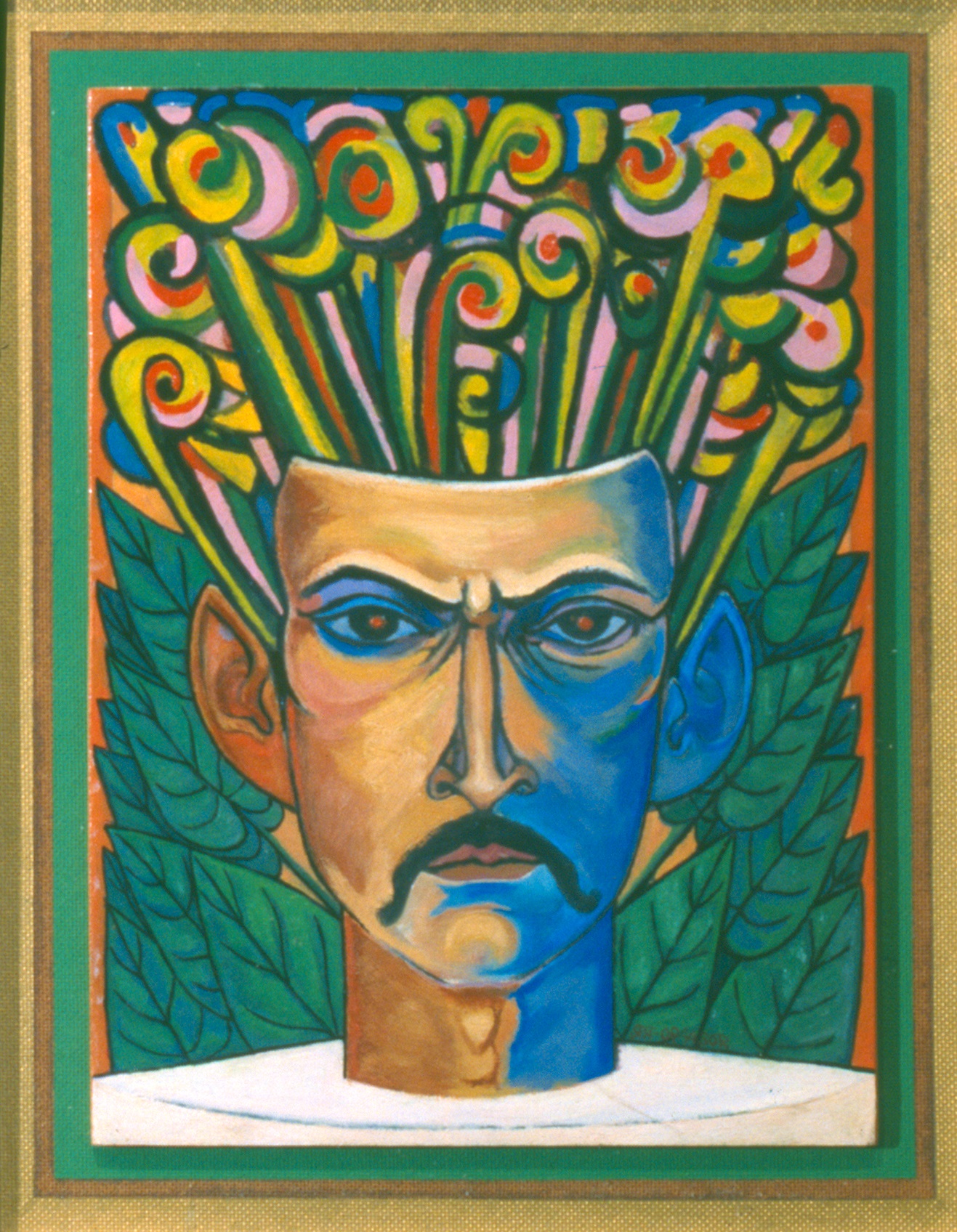 Autorretrato con hojas 