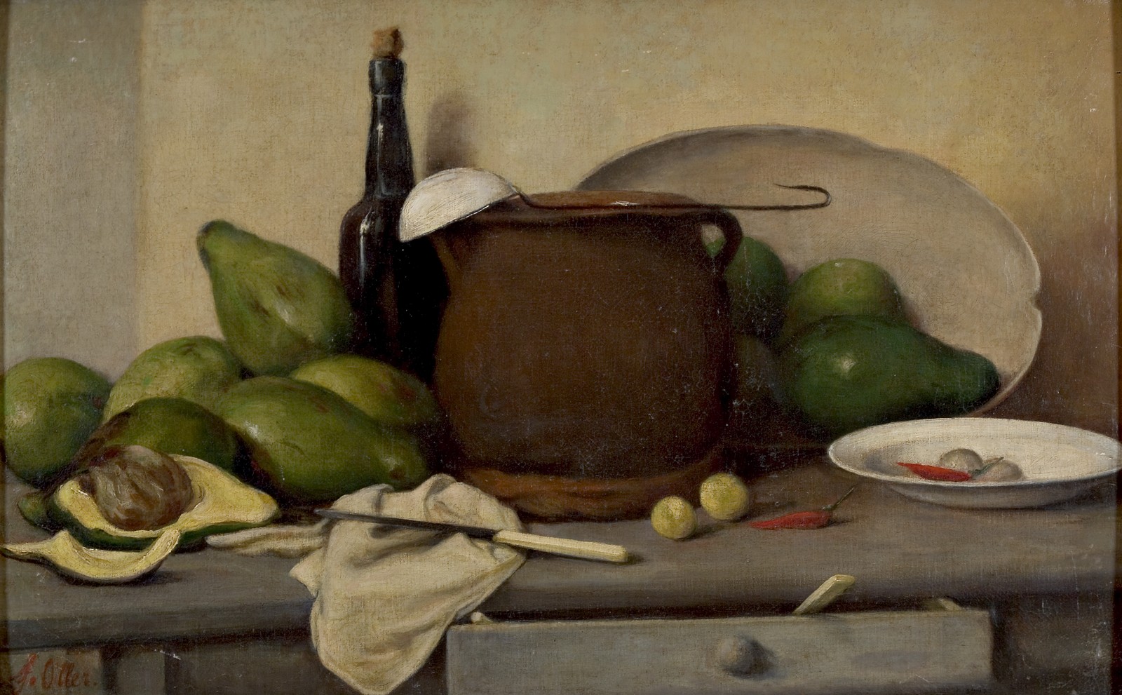 Still Life with Avocados and Utensils