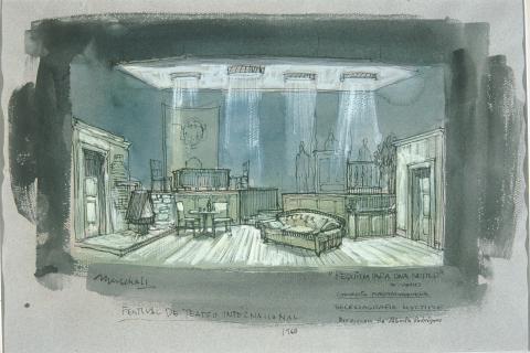 Stage set for "Requiem for a Woman"