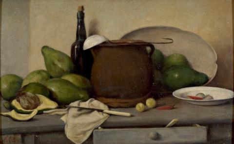 Still Life with Avocados and Utensils