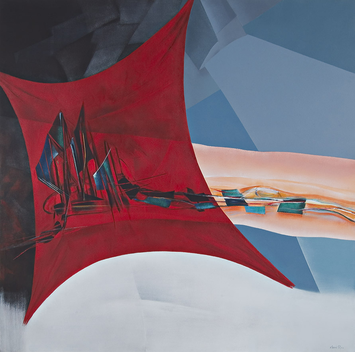 Espacio rojo y veleros en el tiempo