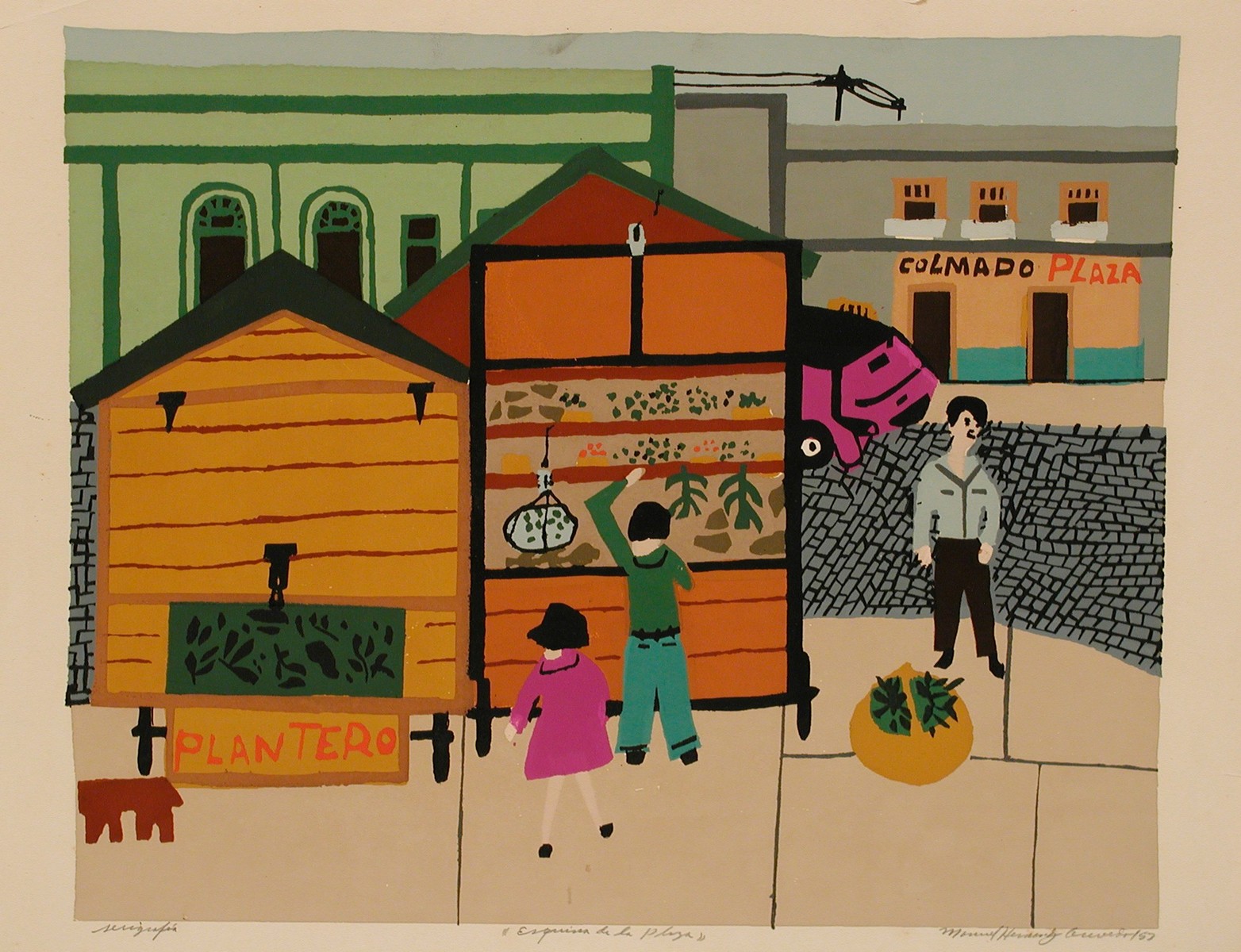 A Corner of the Plaza (Vignettes of San Juan portfolio, Center for Puerto Rican Art)