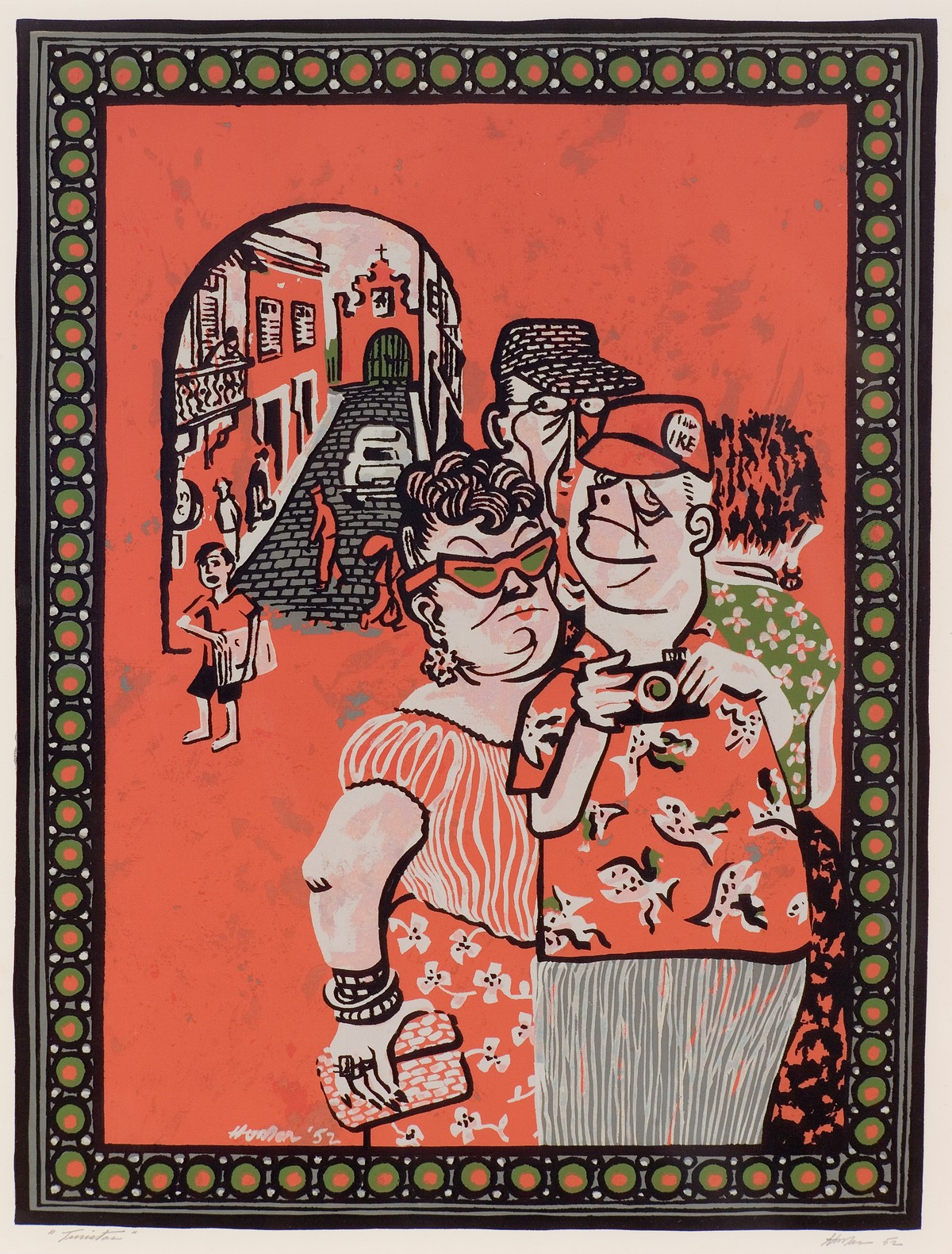 Tourists (Vignettes of San Juan portfolio, Center for Puerto Rican Art)
