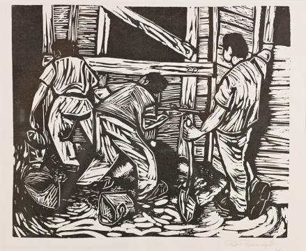 Obreros (portafolio La estampa puertorriqueña, Centro de Arte Puertorriqueño)